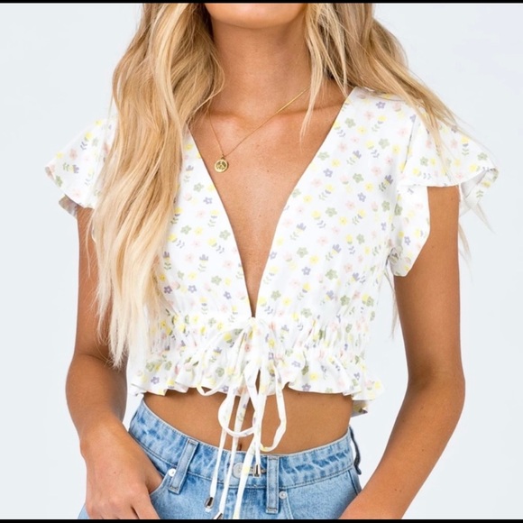 Princess Polly Tops - Princess Polly tops | princess Polly Olly tie front top floral spring NWT